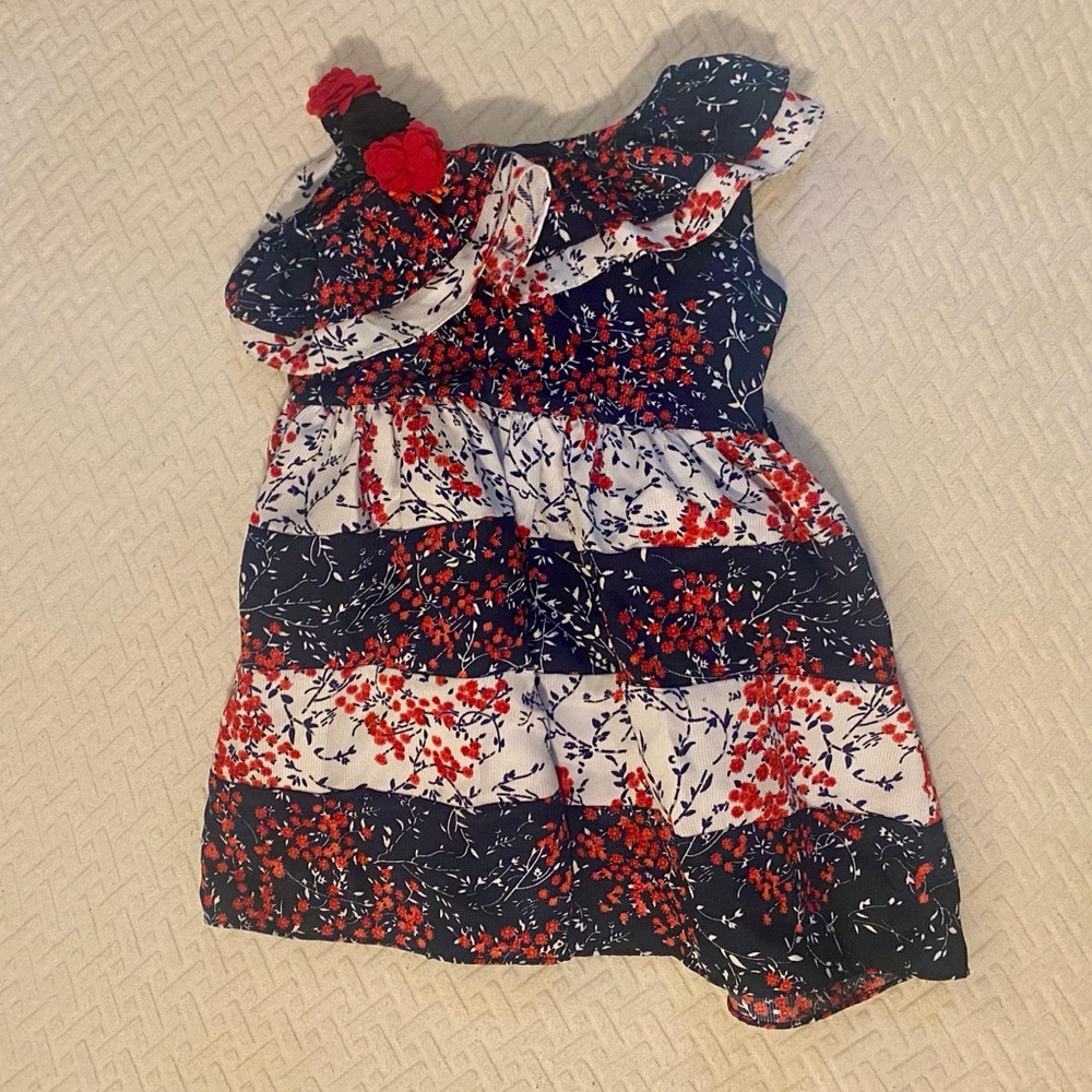 Peppermint Kids Dress - Navy and Red Floral